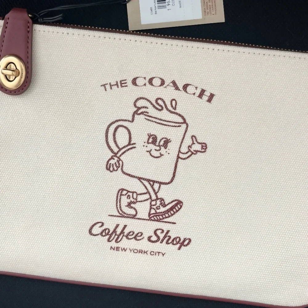 NWT Coach Coffee Shop Pouch Canvas Merch Cafe Exclusive Lil Miss Jo - Picture 1 of 2